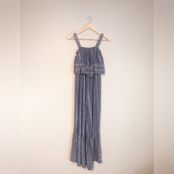 Japna 100% Rayon Blue and White Jumpsuit - Picture 1 of 4